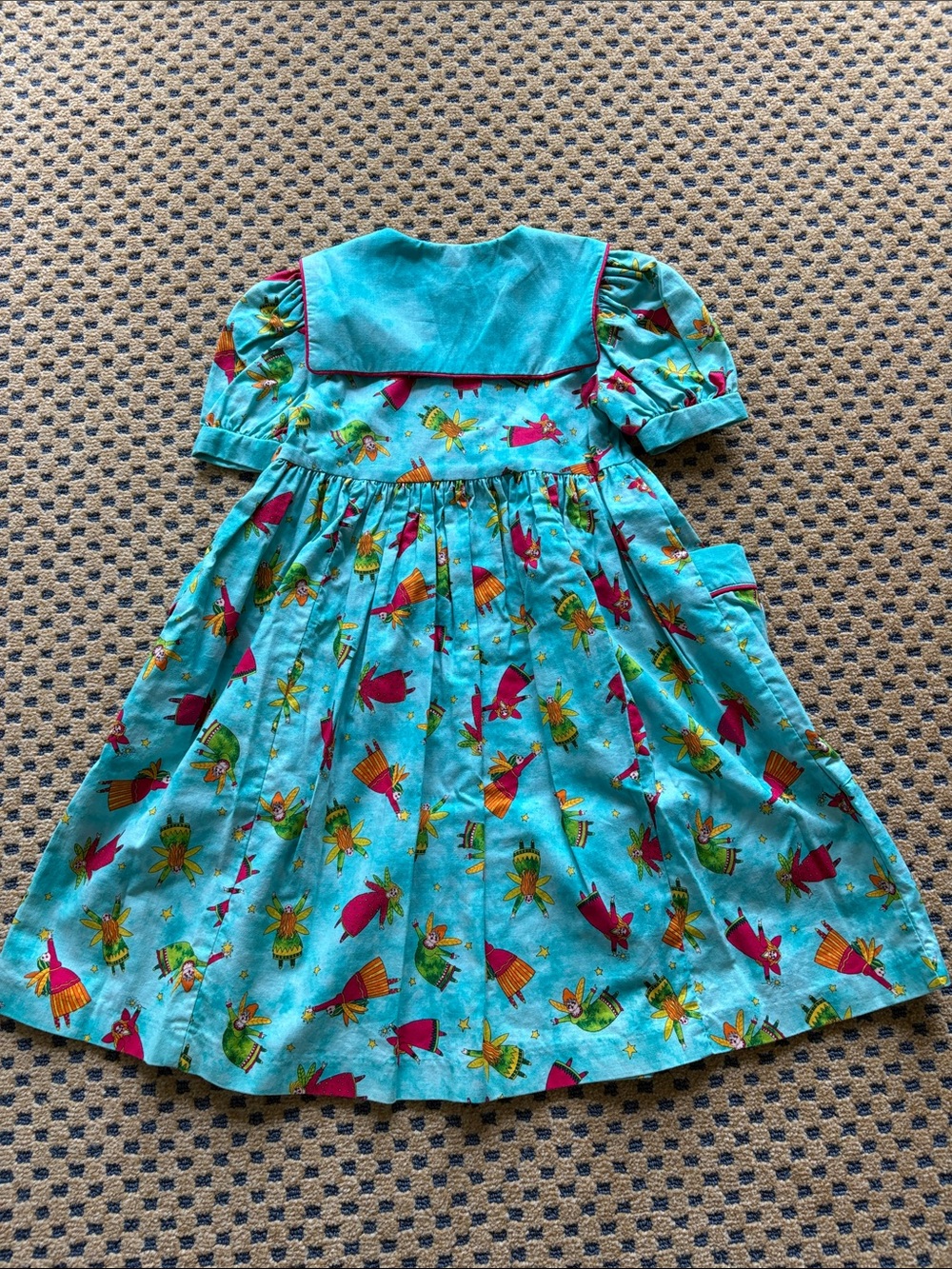 Chicken Noodle Aqua Fairy Print Dress with Peter Pan Collar - Picture 2 of 5